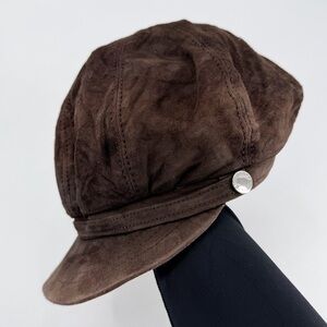 Vintage Y2K Burberry Brown Suede Newsboy Hat Women’s Small Britney Spears Vibe